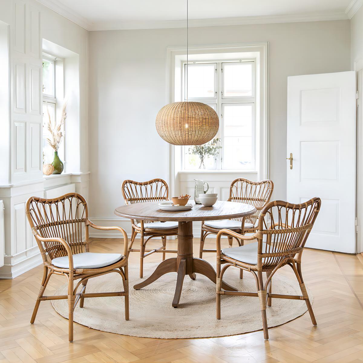 Wooden sheep lamps, rattan lampshade, living room, dining room, bedside bedside homestay, tea room, weaving rattan ball chandelier