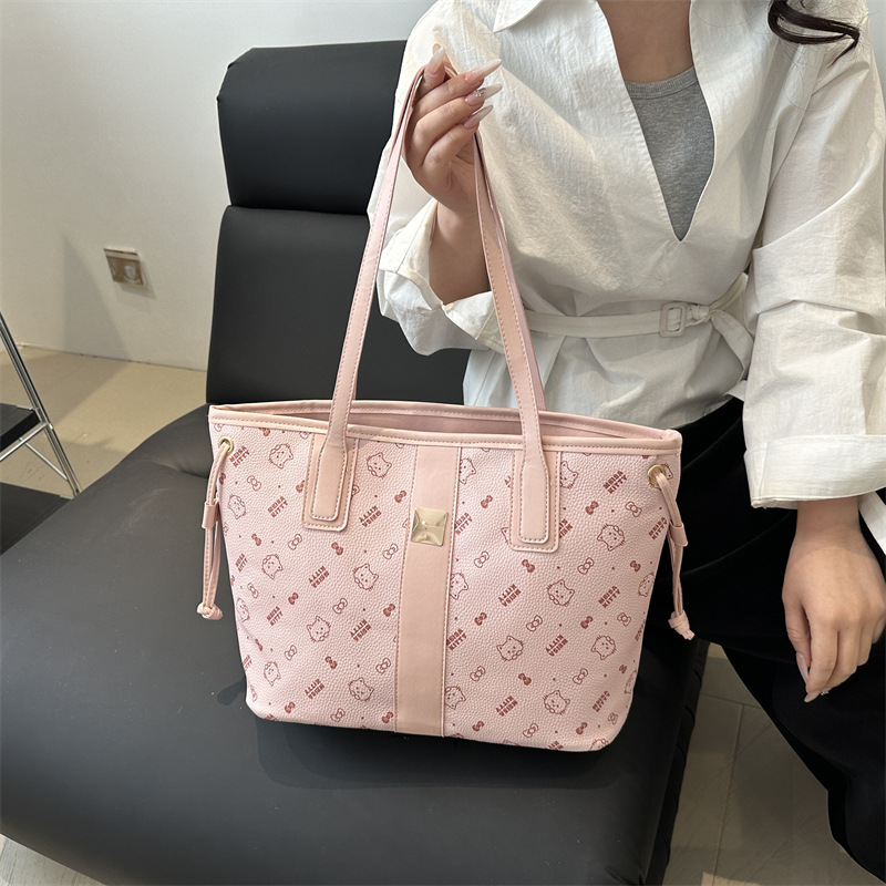 Cat printed shoulder bag large capacity classic handbag tote bag high-end girl shopping bag