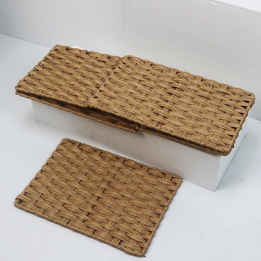 Imitation rattan storage basket Folding simple dirty laundry underwear storage basket Square toy snack storage basket