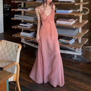 Ouyang Tiansi strap suspender dress for women in summer slim waist long skirt design niche skirt