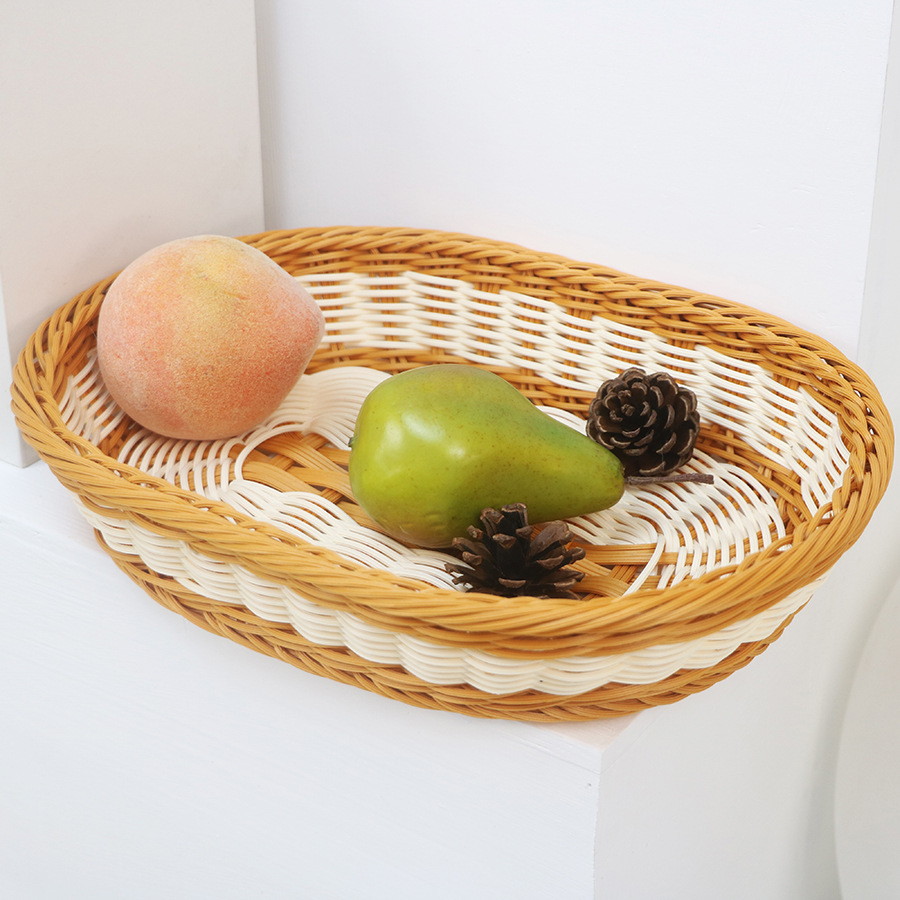 Imitation vine fruit basket rattan supermarket snack storage basket woven bread plastic fruit vegetable display basket balcony