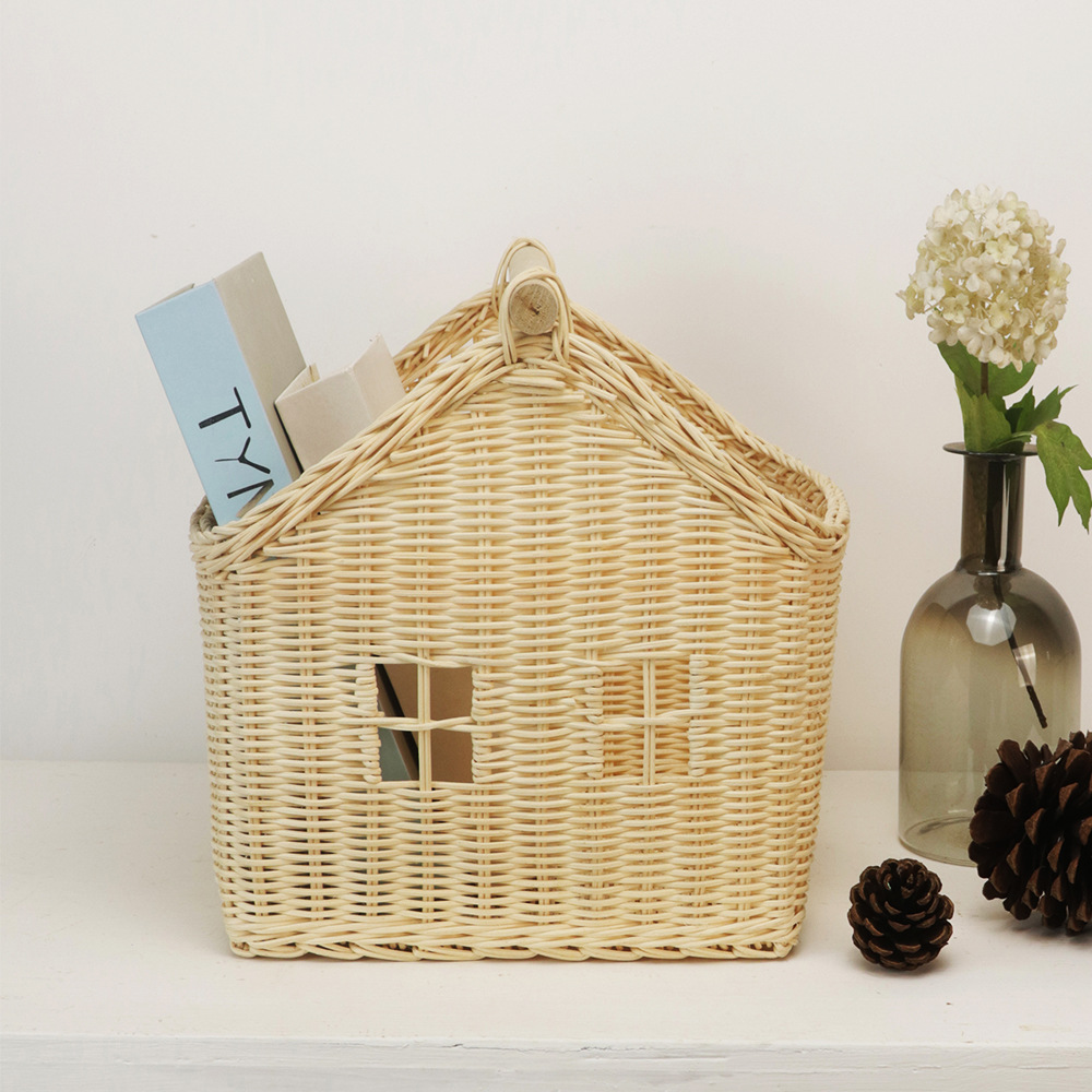 Rattan decorative flower basket hand-woven basket desktop storage ornaments children's toy storage house basket