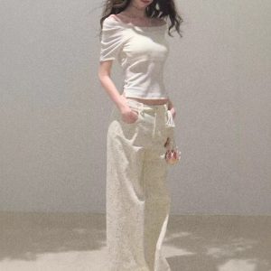 / "You look back too" bow-tie antibacterial round neck slim elastic pure erotic top shirt